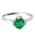 thumbnail image 2 of Mauli Jewels Rings for Women 0.45 Carat Beautiful Flower Shaped Emerald Ring 4-prong 10K White Gold, 2 of 7