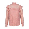 thumbnail image 3 of Gibobby Playera Termica Para Mujer Camiseta holgada informal de manga corta con encaje para mujer, Top de manga larga con temperamento para primavera y verano, 2023（Rosa， M), 3 of 5