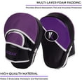 thumbnail image 6 of Kruzak Two-Tone Focus Mitts and Boxing Gloves Set for Kickboxing and Muay Thai MMA Training - Fitness Kit with Punching Pads for Martial Arts and Karate (Black/Purple, 14 oz), 6 of 7