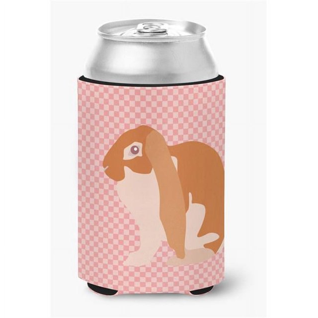 Carolines Treasures BB7962CC English Lop Rabbit Pink Check Can or Bottle Hugger