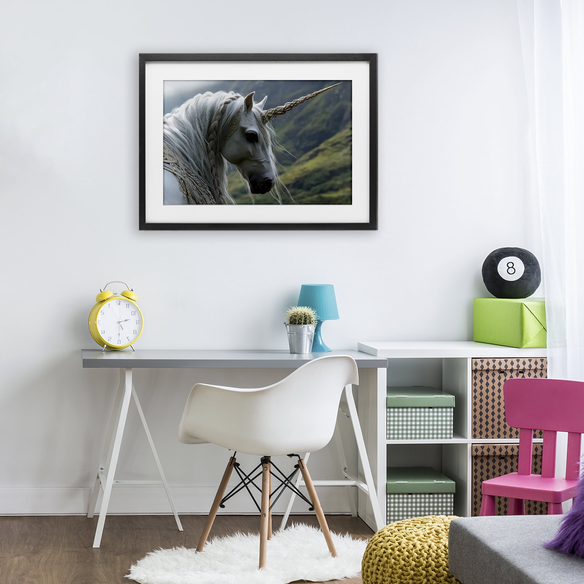 Stupell Industries Celtic Unicorn Braided Mane Black Framed Print Under Glass, design by The Wands Want