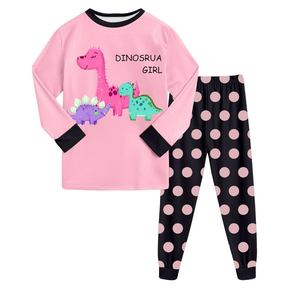 eczipvz Girls Dinosaur Pajamas Long Sleeve Unicorn Sleepwear Pajama Cute Princess Pjs for Toddler Clothes Pink,6-7 Years