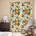 thumbnail image 3 of Kitchen Curtains 84 Inch Length 2 Panels, Orange Pumpkin Grommets Window Treatment Curtain, Thanksgiving White Fall Green Vine Leaf Thermal Curtains Drapes for Living Room/Bathroom, 3 of 9