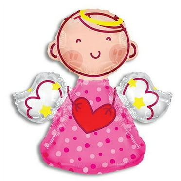 Baby Angel Shape Baptism Communion NON Foil Balloons 28 " Pink