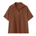 thumbnail image 3 of Womens Tops Summer Tops For Women Casual V Neck Pullover Mid Sleeve Button Down Blouses Womens T Shirts, 3 of 6