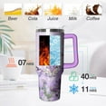 thumbnail image 3 of 40 oz Tumbler with Handle and Straw Lid Purple Butterfly Double Wall Vacuum Drinks Hot or Cold Water Bottle Reusable Stainless Steel Travel Mug Gift for her, 3 of 6