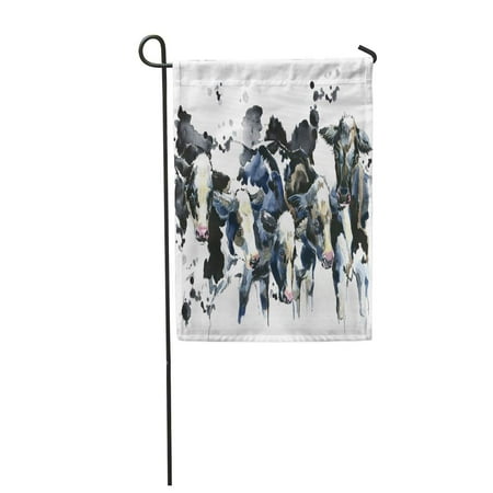 Patio Beef KDAGR Milk Holstein Cow Breed Watercolor Vintage Agriculture Beef Black Bovine Garden Flag Decorative Flag House Banner 28x40 inch ()