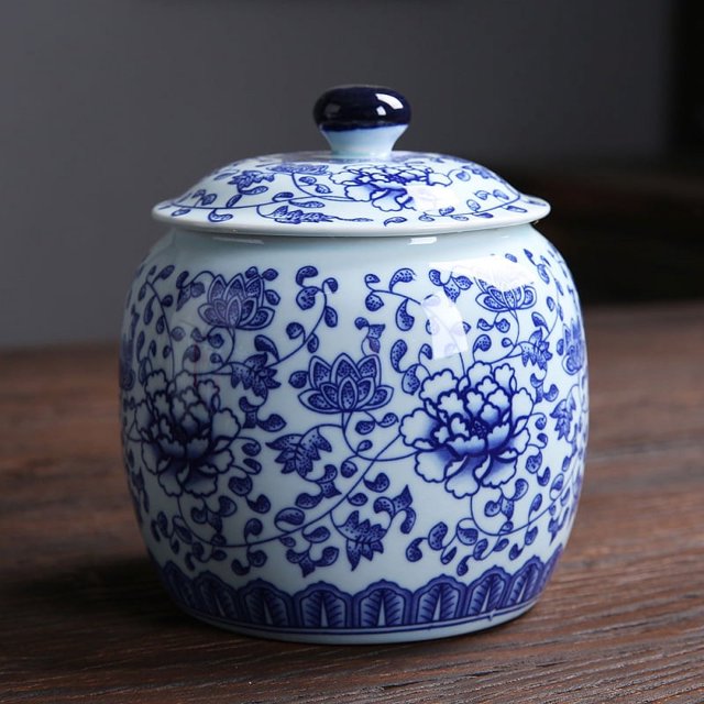 Tetera de cerámica sellada para té verde, tetera creativa de porcelana azul y blanca, tetera privada de cerámica para almacenamiento de té