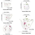 thumbnail image 3 of 21 Piece Porcelain Tea Set for Adults, Coffee Service for 6, White Tea Party Set with Pink Flowers, Green Butterflies, 3 of 3