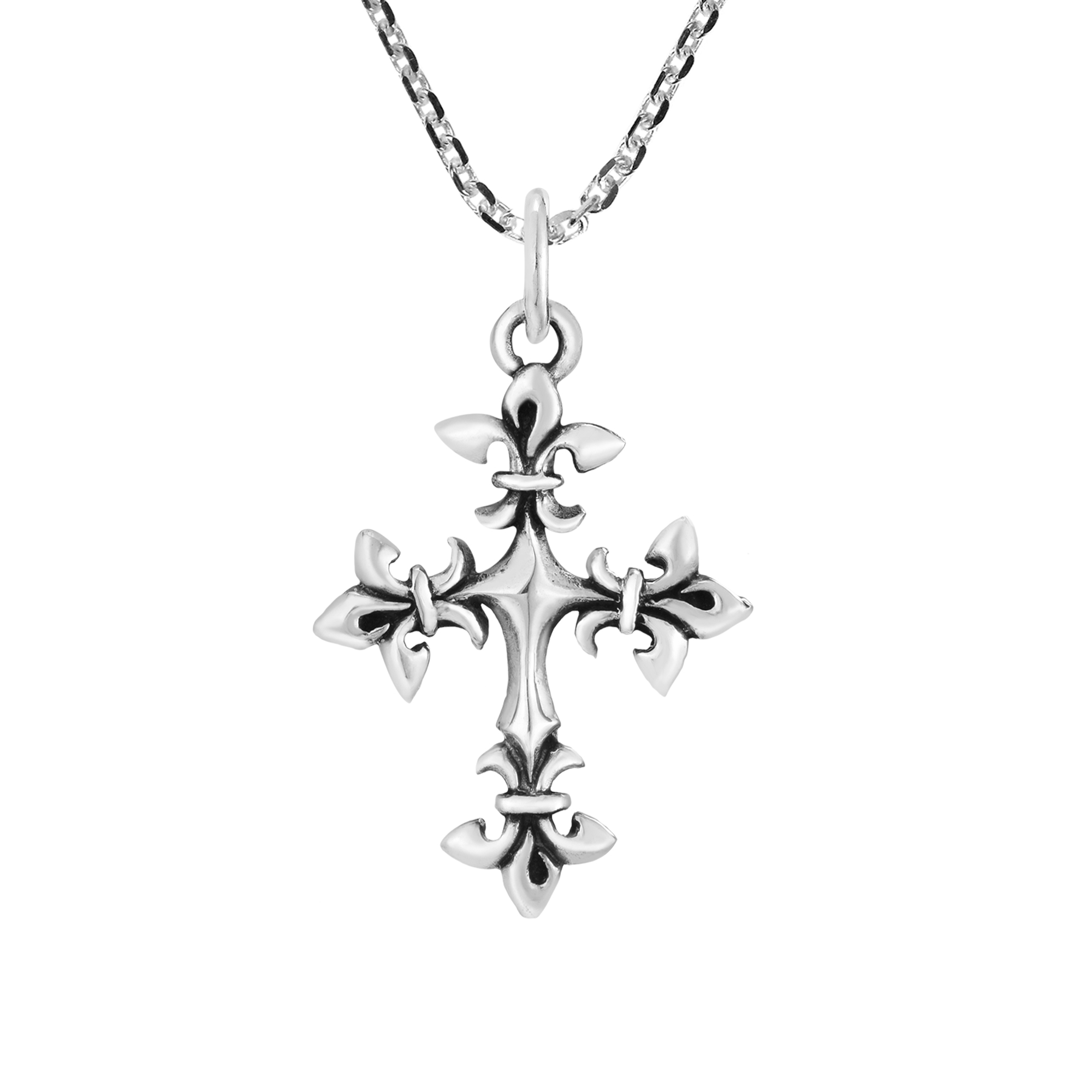 Sterling Silver Polish Filigree Bead Edge Fleur de Lis Cross Pendant -  BillyTheTree Jewelry