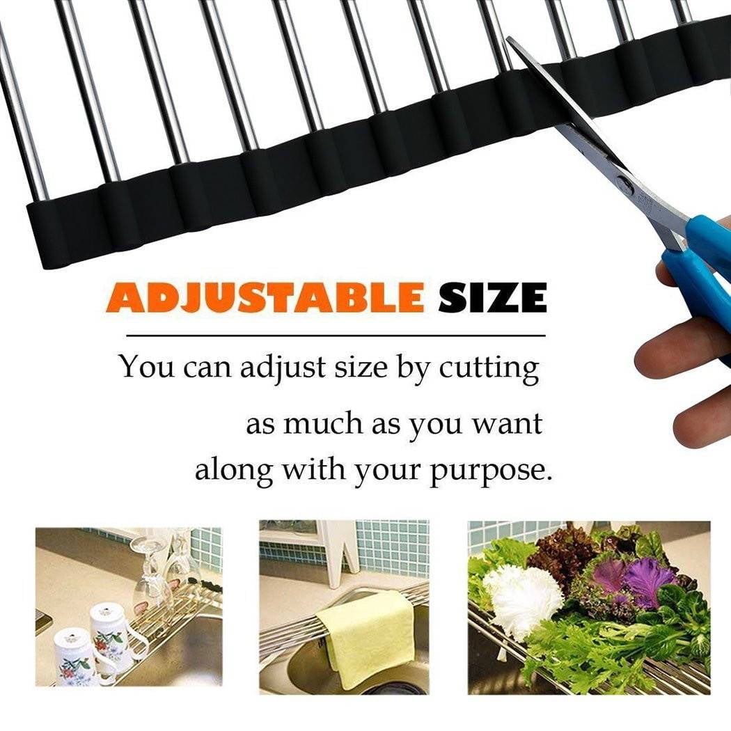 iMucci 20.5" x 14" Roll up Dish Drying Rack over the Sink Kitchen Foldable Sink Dry Rack Portable Dish Drainer Rack Stainless Steel
