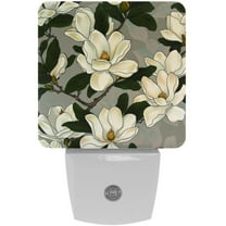 PhooArto Magnolias Flower Pattern Plug in LED Night Light Auto Sensor Dusk to Dawn Decorative Night for Bedroom, Bathroom, Kitchen, Hallway, Stairs, Baby's Room, Energy Saving