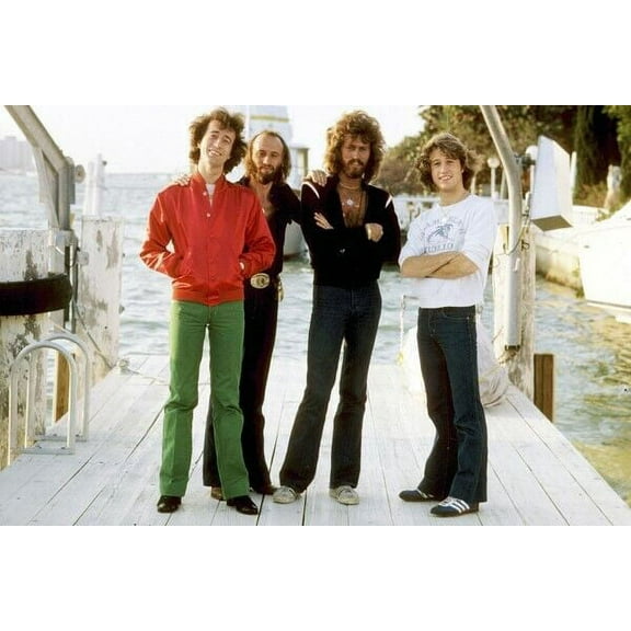 The Bee Gees classic of four Gibb brothers full length pose together 8x10 photo