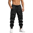 thumbnail image 4 of Maqroz Plus Size Cargo Pants for Men Athletic Elastic Waist Joggers Solid Color Casual Baggy Trousers Loose Lightweight Work Dailywear Fashion Summer Streetwear with Multi Pockets, 4 of 9