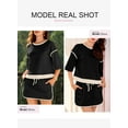thumbnail image 5 of EVALESS Women's 2 Piece Sets Summer Casual Short Sleeve Tops Matching Drawstring Mini Skirt Going Out Lounge Outfits, 5 of 10