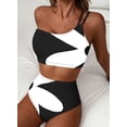 thumbnail image 2 of DOKOTOO Women's Bikini Sets One Shoulder Spaghetti Straps High Waist Floral Print Tummy Control Two Pieces Swimsuits, 2 of 8
