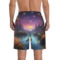 thumbnail image 3 of KLL Magical Bees Twilight River Men's Casual Summer Beach Shorts Hawaiian Shorts with Pockets-Large, 3 of 5
