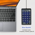 thumbnail image 2 of Number Pad, Mechanical USB Wired Numeric Keypad with Blue LED Backlit 22 Key Numpad for Laptop Desktop Computer PC Black (Blue switches), 2 of 4