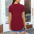 thumbnail image 5 of Women T Shirt Solid Color Tee Crewneck Short Sleeve Shirt Casual Summer Top Lady Loose Tee Shirts, 5 of 5