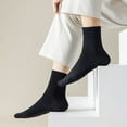 thumbnail image 5 of harmtty Cotton Mid-calf Socks 1 Pair Unisex Mid-tube Cotton Socks Solid Color Breathable Stretchy Black, 5 of 8