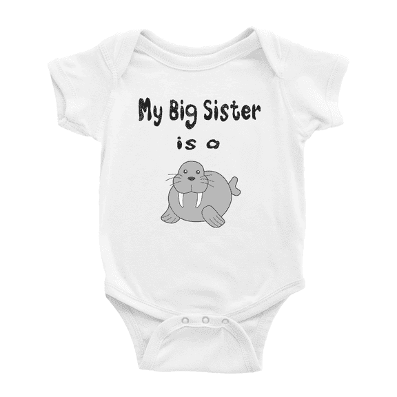 My Big Sister Is A Walrus Cute Baby Bodysuit Boy Girl