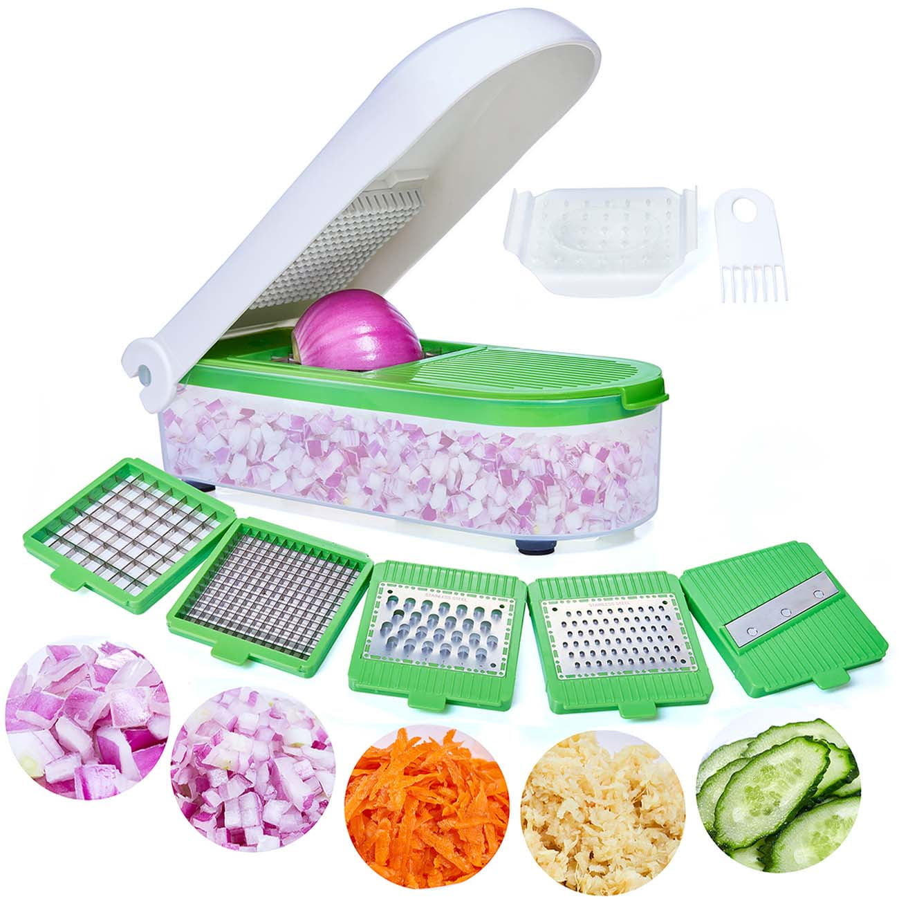 LHS Vegetable Chopper, Pro Onion Chopper with 5 Blades, Heavy Duty