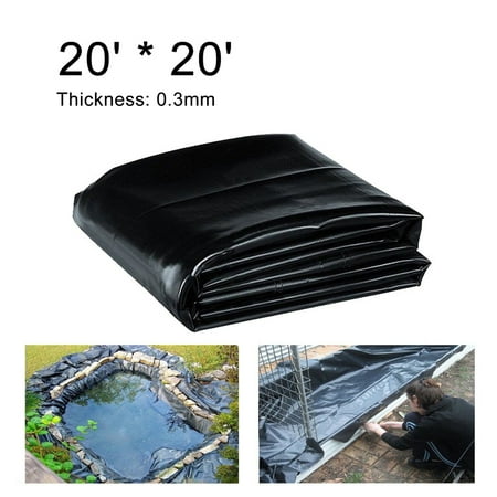 INTBUYING 20'x20' Fish Pond Liner Elasticity HDPE Black Thickness 12mil