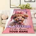 thumbnail image 2 of Custom Highland Cow Blanket with Name, 40 x 30 Inches Soft Fuzzy Blanket for Girls Boys, Highland Cow Lovers, Cozy Pink Warm Flannel Throw Blanket Bed Sofa Room Decor, Camping, Travel, Chair, 2 of 6