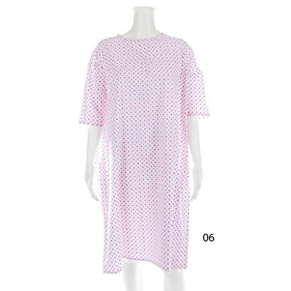 Women's Adaptive Flannel Backwrap Gown (Medium, White with Small Pink Flowers - 06)