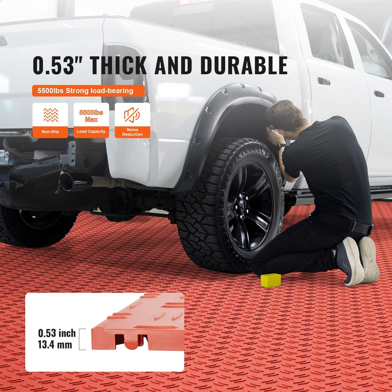 50-Pack Red Interlocking Garage Floor Tiles – 12x12 Inch, 13.4mm Thick, Durable PP Covering 50 Sq. Ft.