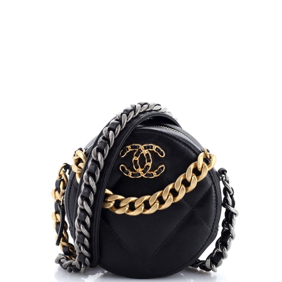 Pre-Owned 19 Round Clutch with Chain Quilted Leather By Rebag