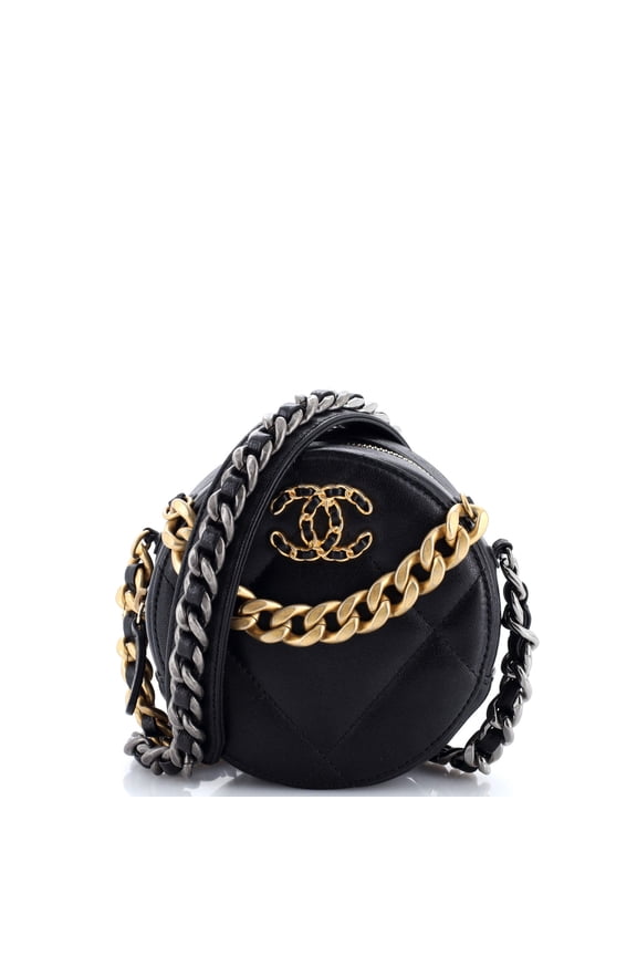 Pre-Owned 19 Round Clutch with Chain Quilted Leather By Rebag