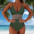 thumbnail image 6 of MGDXOX Women's Tummy Control Push Up Padded Swimsuits Mesh One Piece Bathing Suits Slimming V Neck Swimwear Army Green XXL, 6 of 9