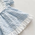 thumbnail image 4 of Coerni Baby Girls Heart Animals Bubble Rompers Dress Cute Embroidery Smocked Romper Ruffle Shorts Sleeve Plaid Bodysuit, 4 of 8
