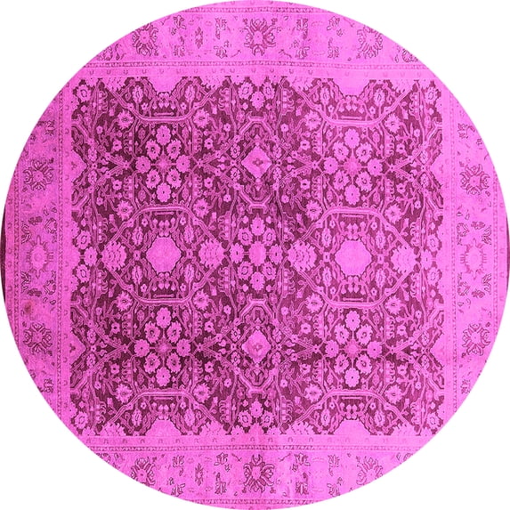 Ahgly Company Indoor Round Oriental Pink Traditional Area Rugs, 4' Round