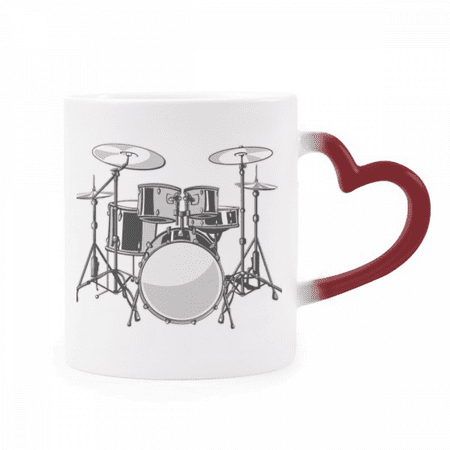 

Song Music Drum Kit Energy Illustrate Heat Sensitive Mug Red Color Changing Stoneware Cup