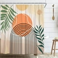 thumbnail image 2 of Boho Shower Curtain, Abstract Mid Century Modern Arch Sun Leaf Machine Washable Waterproof Fabric for Bathroom Bathtub Decor with Hooks 72x72, 2 of 6