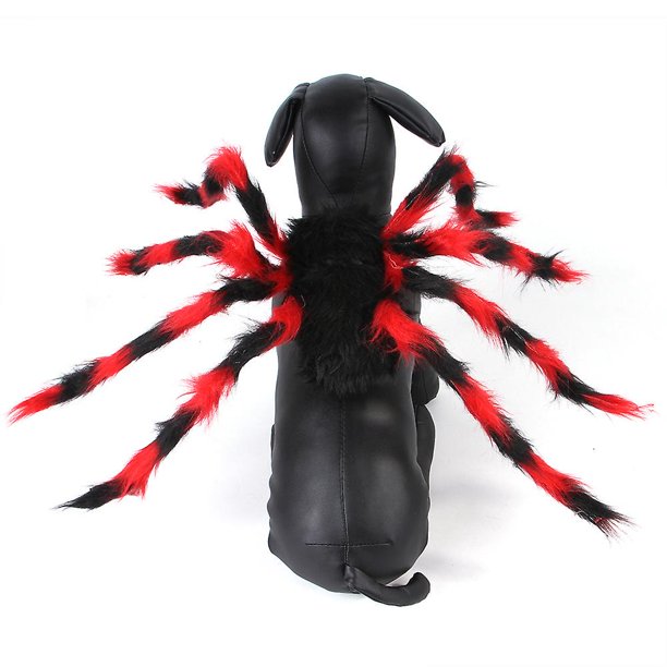 CHAO Rojo Negro (L)Disfraz de araña de Halloween para perro gato, decoraciones de Halloween para mascotas, decoración de araña, suministros para fiestas de Halloween, disfraces de cosplay de araña con