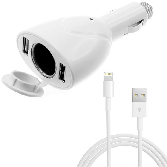 6ft Long Cable 2-Port USB Charger for iPhone 14/Pro/Max/Plus - Power Cord DC Socket Adapter Wire Splitter