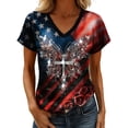 thumbnail image 2 of Conairie Patriotic T Shirts For Women Loose Crew Neck Short Sleeve 4th of July Shirt With Butterfly Print Summer Trendy Casual Tops Black XL, 2 of 4