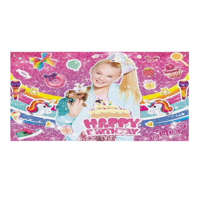 JOJO Siwa Fondo Temático Pancarta Suministros de Decoración para Fiesta de Cumpleaños, Decoración de Fondo de Fiesta Personalizado,150x90cm
