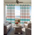 thumbnail image 4 of Teal Pink Striped Blackout Curtains, Light Blocking Print Window Curtains, Farmhouse Stripes Simple Art Thermal Insulated Window Drapes for Living Room Kitchen Cafe 2 Panels, 84"W x 84"L, 4 of 9