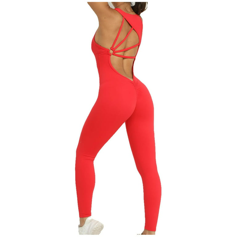 Backless Yoga Jumpsuit Lycra Sport Overalls for Women Pilates Clothes 2023  New Gym Wear Activewear Sets Womens Outfits Red White - AliExpress