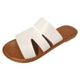 thumbnail image 1 of Ediodpoh Ladies Fashion Summer Solid Color Leather Open Toe Flat Bottom Beach Slippers Womens Slippers White 8, 1 of 6