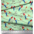 thumbnail image 3 of Soimoi Poly Georgette Fabric Branches,Leaves & Macaw Parrot Bird Print Fabric by The Yard 52 Inch Wide, 3 of 3