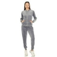 thumbnail image 1 of White Mark Women's 2-Piece Velour Tracksuit Set with Faux Leather Stripe, 1 of 6