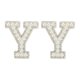 thumbnail image 1 of Parche de letras de perlas de 2 piezas, parches de letras Y adhesivos con brillo de strass para manualidades en ropa, sombreros, bolsas y zapatos, blanco, 1 of 6