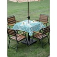 thumbnail image 3 of Outdoor Tablecloth with Umbrella Hole & Zipper, Aqua Coastal Square Tablecloth 60x60 Inch, Beach Starfish Nautical Coral Shell Summer Patio Table Cover Waterproof Table Cloth for Picnic/Party, 3 of 7
