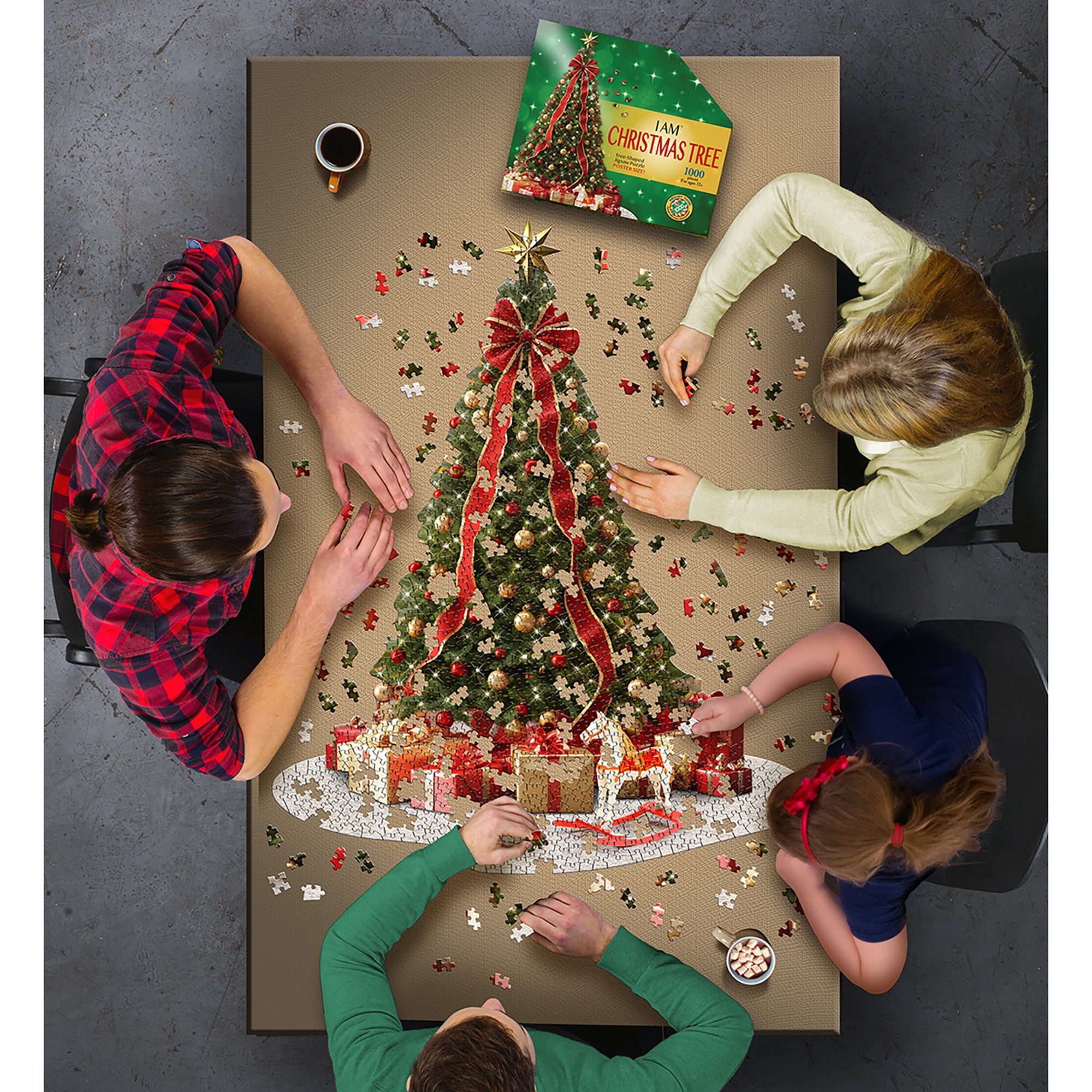 Madd Capp: I Am Christmas Tree - 1000 Piece Puzzle - Holiday Tree-Shaped Jigsaw Puzzle, 32x38" Size, Poster Reference, Educational Fun Fact Booklet