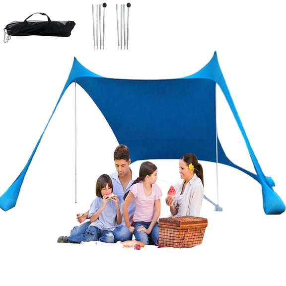 Beach Tent Sun Shade Shelter UPF50  UV Protection, Outdoor Canopy Tent Sun Shade for Beach, Camping, Fishing, Backyard and Picnics Blue